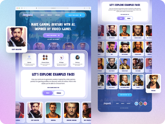 AI-Powered Gaming Avatars – AI-Generated Avatars Website Design