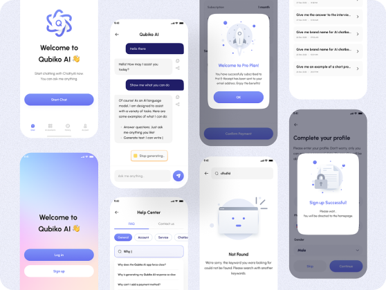 QubikoAI- AI Chatbot App UI Design